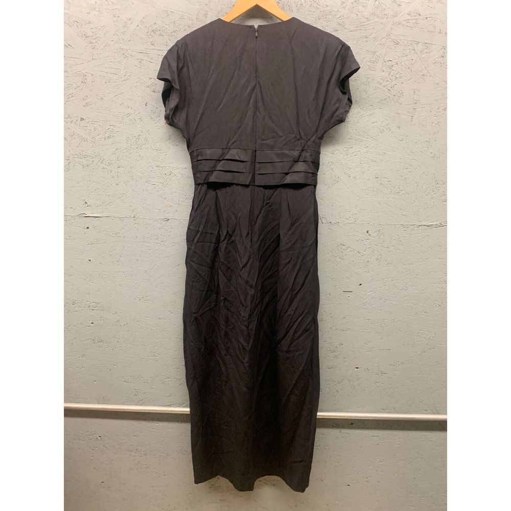 Renditions New York Vintage Satin Waist Slit Maxi Dress Womens Size S Black Gown - Picture 9 of 10